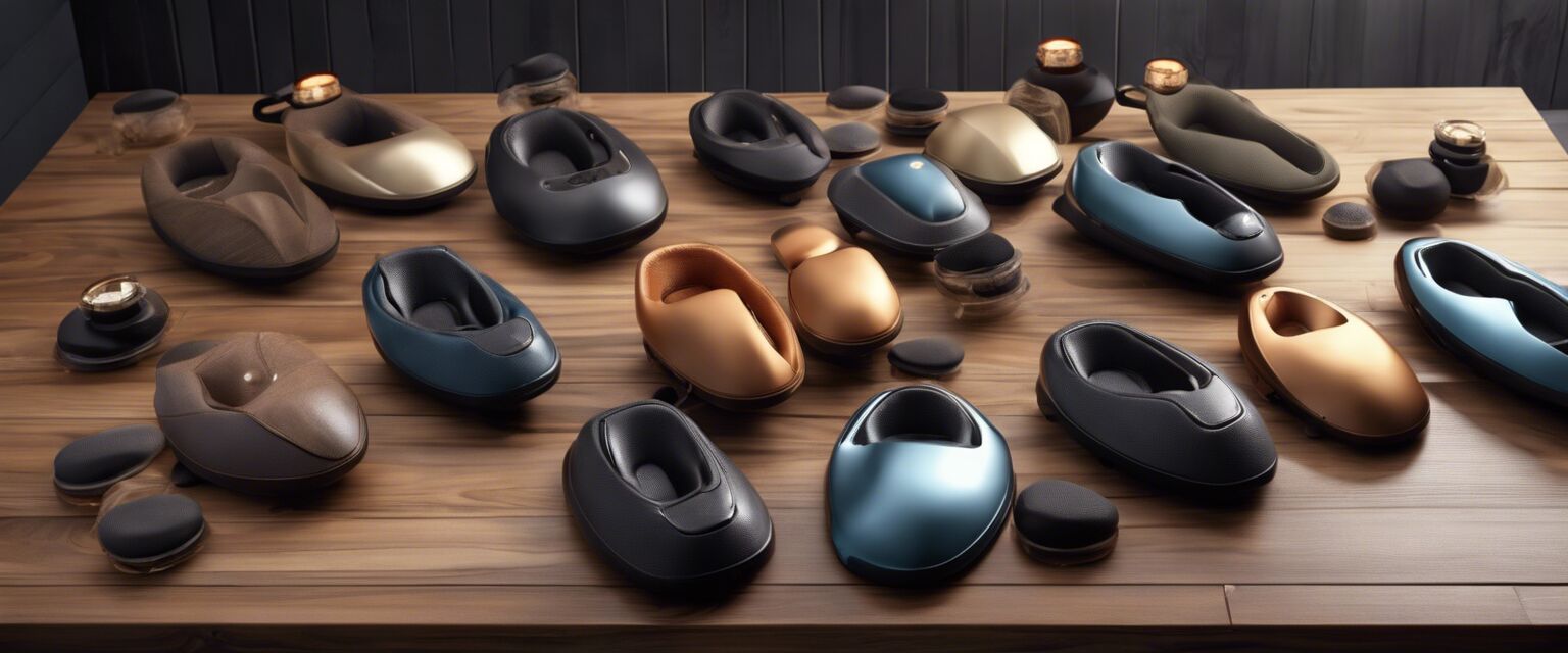 Different styles of foot massagers