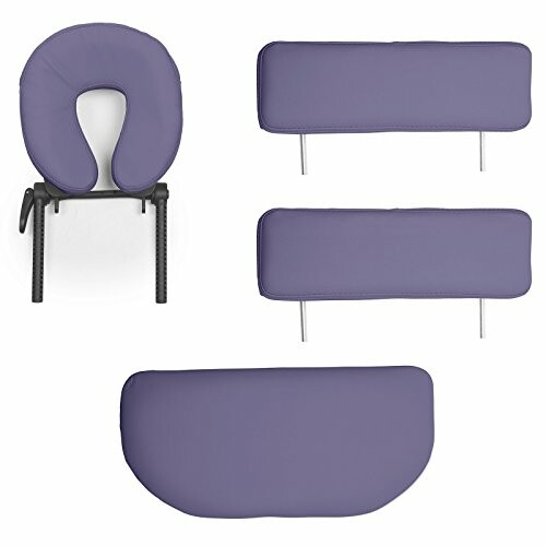 Purple massage chair headrest and armrest cushions.