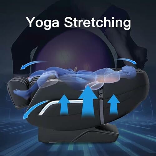 Massage chair demonstrating yoga stretching feature.